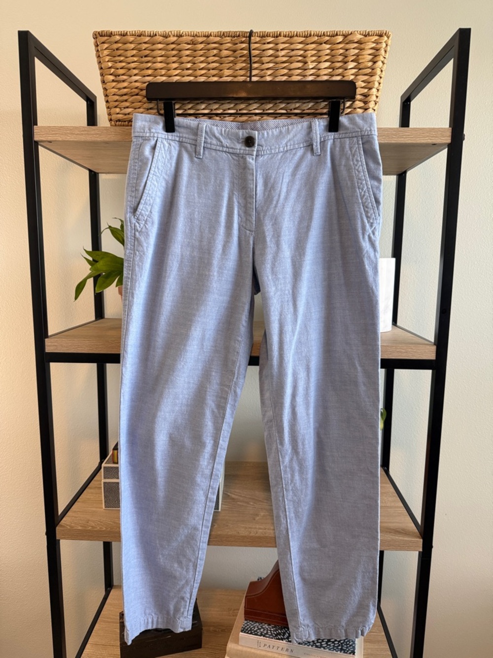 Talbots Mid-Rise Relaxed Chino Chambray Ankle Cotton Pant, 6